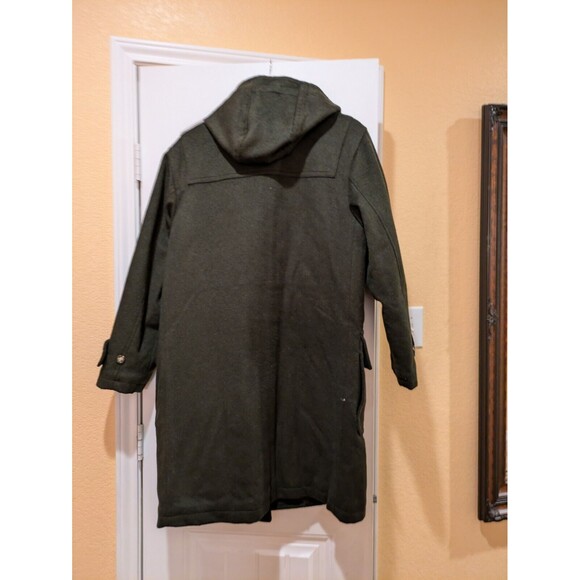 Vintage Lands' End Womens Size M Sage  Wool  Blend Hooded Duffle Coat - Picture 8 of 15